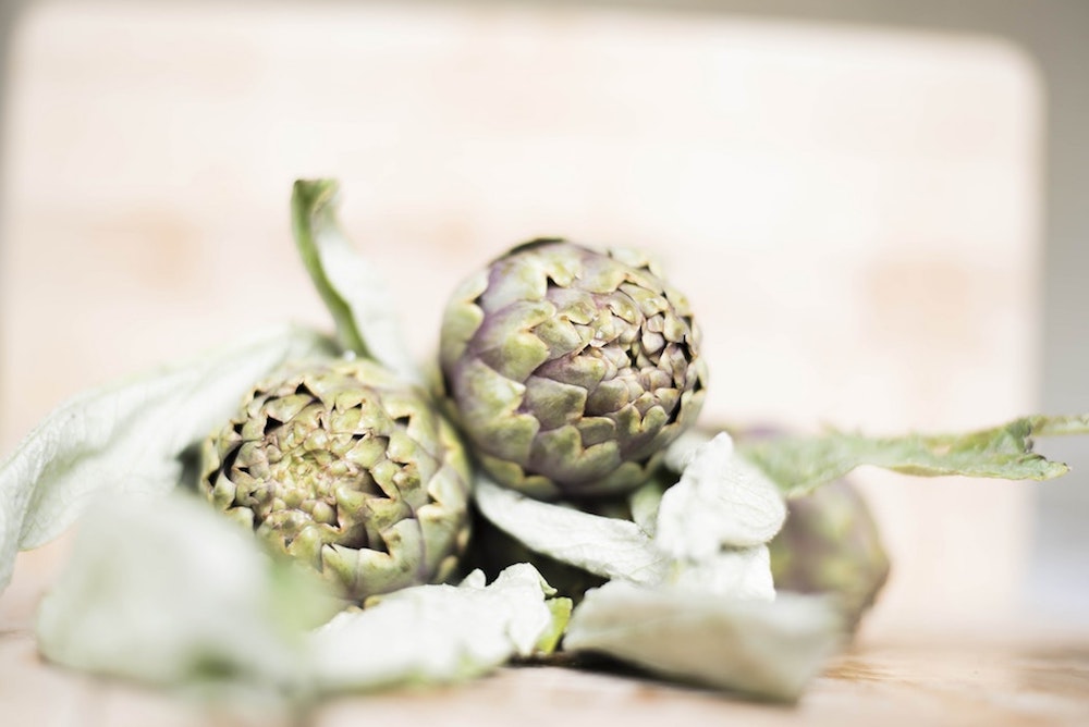 Artichoke, Mushroom, and Leek Crostini with Pesto